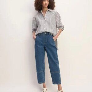 NWT Everlane New Blue Barrel Pants with Contrast Stitching Size 28